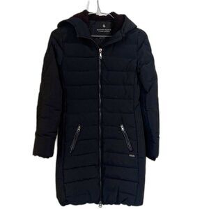 Scotch & Soda Womens Long Puffer Black Fully Lined Hooded Coat Jacket Size Small